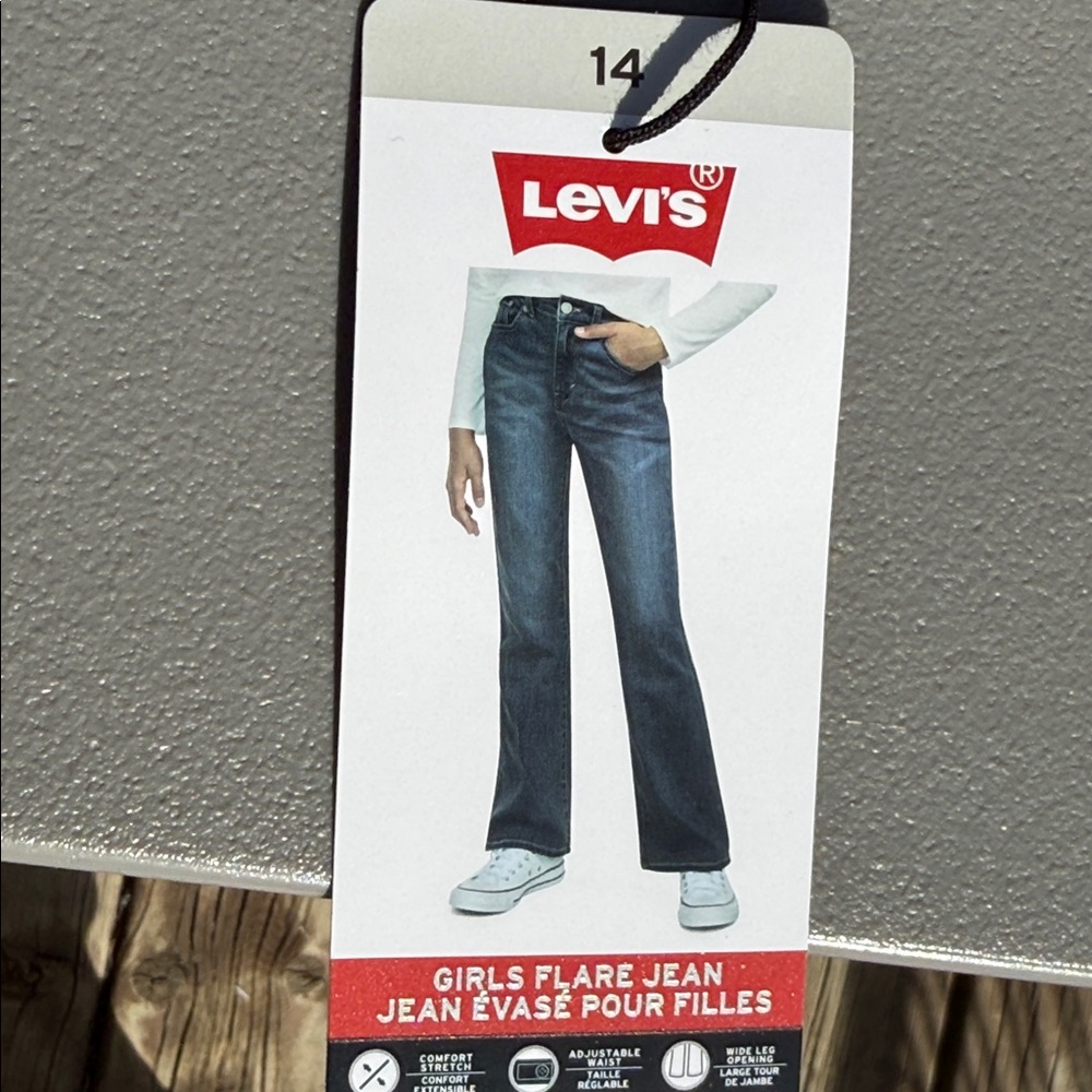 14 Levi's Girls Dark Blue 726 Flare Jeans NWT adjustable waist